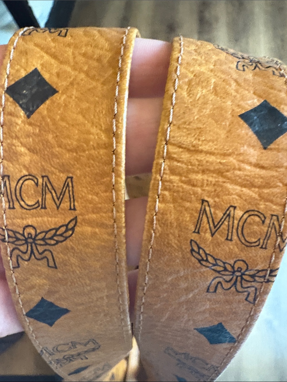 Authentic MCM Cognac Logo Shoulder Tote with Gold - Picture 5 of 7